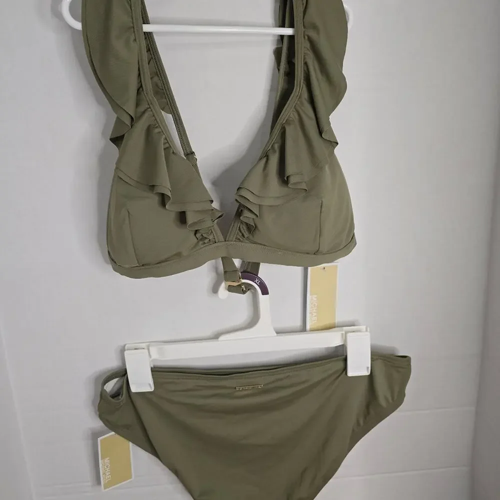 Michael Kors Safari Green bikini set NWT size Large
